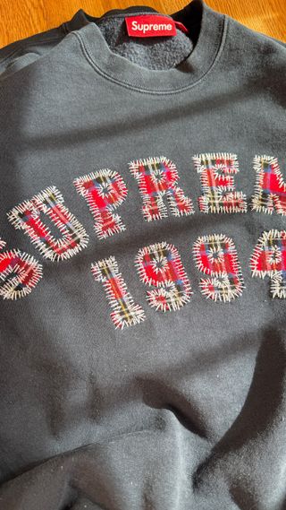 Supreme Sudadera Plaid Arc Crewneck Navy