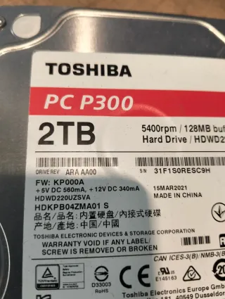 HDD Toshiba P300 2TB 3.5 SATA 128MB