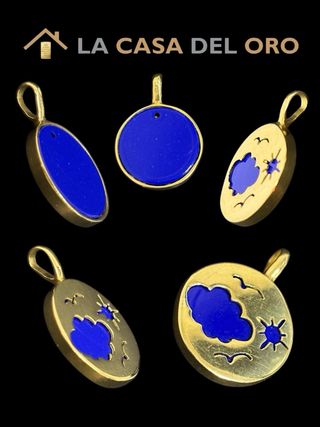 Medalla Paisaje Azul Oro 18kt
