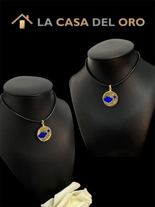 Medalla Paisaje Azul Oro 18kt