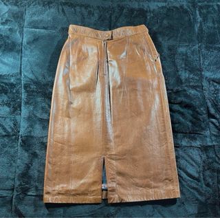 Leather Skirt Falda Larga de Cuero Vintage 80s