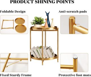 Tavolo ausiliario dorato a 2 livelli
