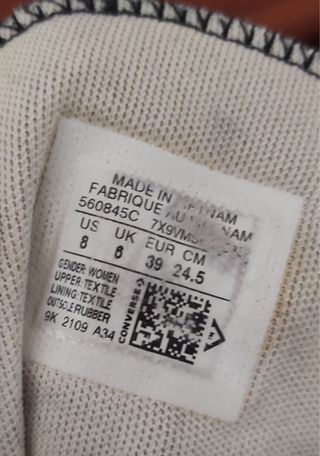 Sneakers Converse piattaforma taglia 39