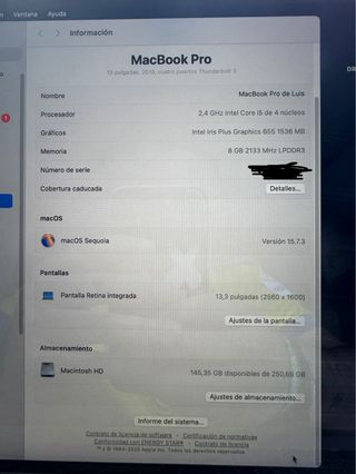 MacBook Pro 13” 2019 4 puertos Thunderbolt 3