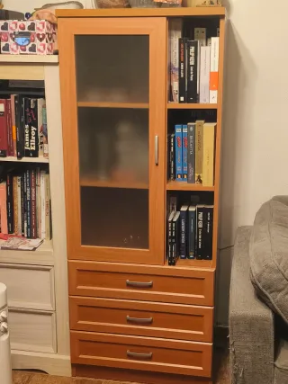 Conjunto librería vitrina y armario