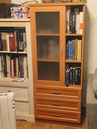 Conjunto librería vitrina y armario