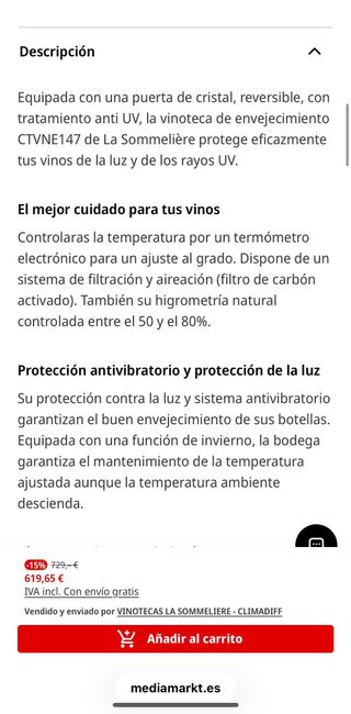 Vinoteca La Sommeliere 147 botellas Negra