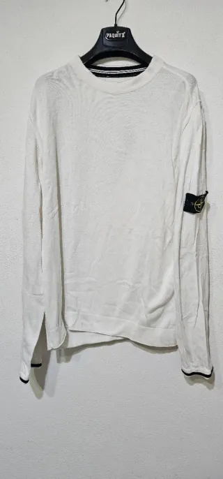 Stone Island Maglione 100% Cotone Bianco Vintage
