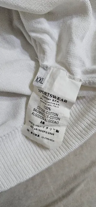 Stone Island Maglione 100% Cotone Bianco Vintage