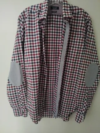 Camisa Zara Man cuadros hombre.blanco.azul y rojo