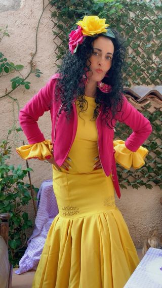 Vestido Flamenca Rocío Talla Única Amarillo
