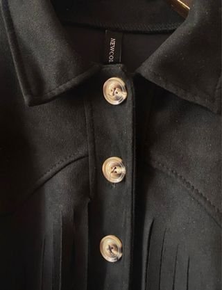 Giacca con frange nera effetto scamosciato