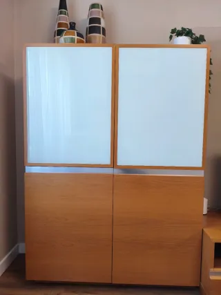 Mueble Salón Madera y Cristal