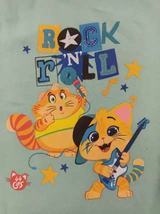 Camiseta 44 Gatos Manga Corta. Talla 3,5,6 y 8