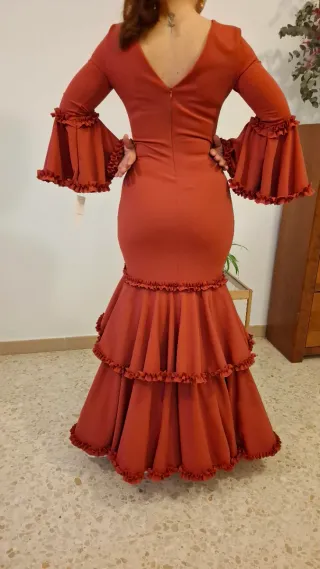 Traje de Flamenca Naranja/Rojo