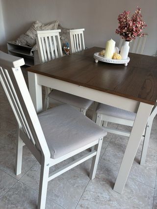 Comedor 6 plazas madera y tela