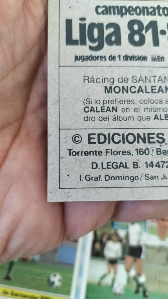 Cromo  Liga Este 81-82 Santander Moncalean