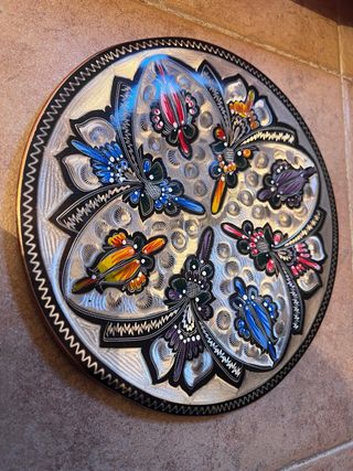 Plato decorativo artesanal metal decoración pared