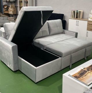 Sofá Cama Gris Terciopelo Nuevo - Oferta