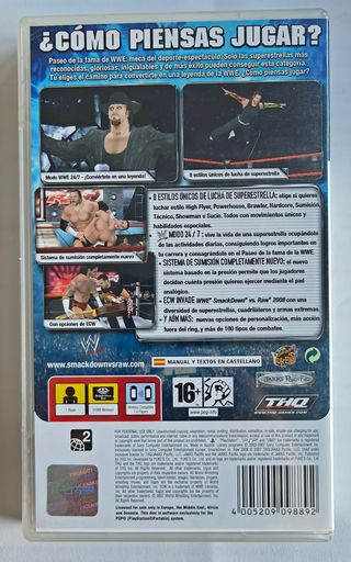 Caja y manuales Smack Down vs Raw 2008 PSP