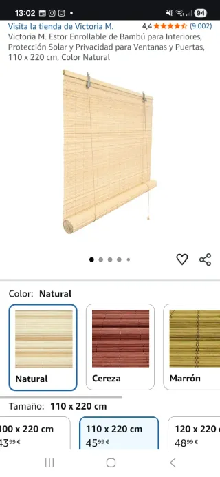 2 Estores Enrollables Bambú Victoria M. Natural 11