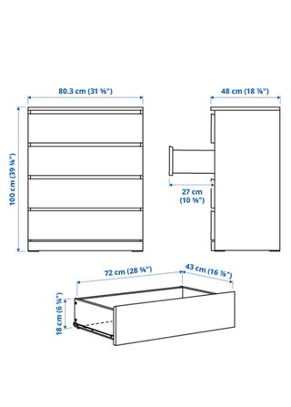 Cómoda Malm 4 cajones blanca