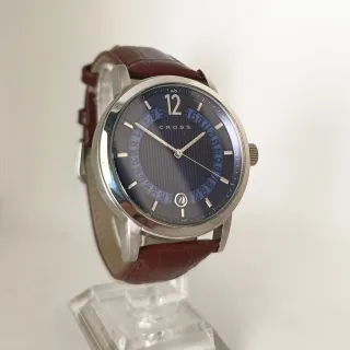 Reloj Cross Esfera Azul Correa Marrón