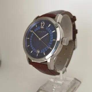 Reloj Cross Esfera Azul Correa Marrón