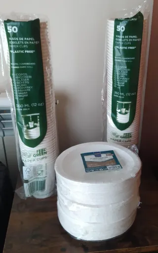 LOTE DE VASOS E PIATTI DI CARTONE