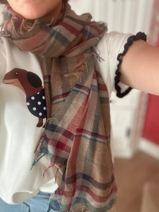 Pañuelo cuadros marrón multicolor