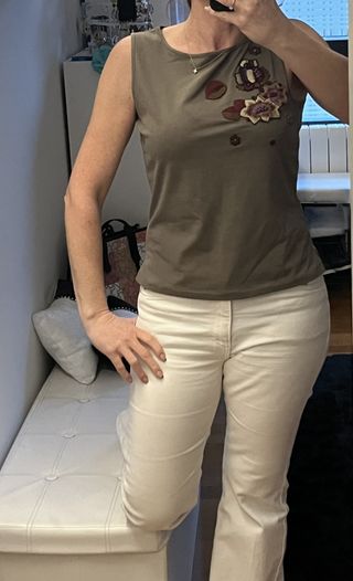 Camiseta Cortefiel Talla M Flores Marrones