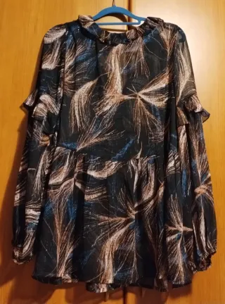 Blusa donna con stampa piuma