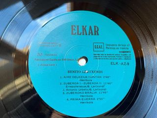 Disco Vinilo Benito Lertxundi Elkar 1ª Press