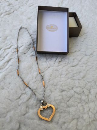 Collana Cuore Acciaio Oro Rosa con Brillante