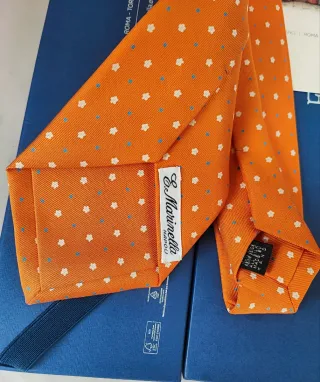 Cravatta E. Marinella Arancione Pois Bianchi