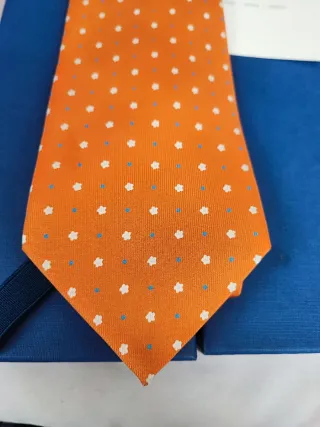 Cravatta E. Marinella Arancione Pois Bianchi