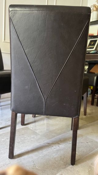 6 Sedie da Pranzo in Pelle Marrone Scuro