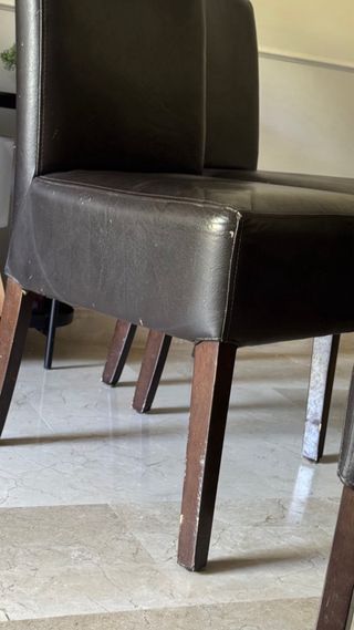 6 Sedie da Pranzo in Pelle Marrone Scuro