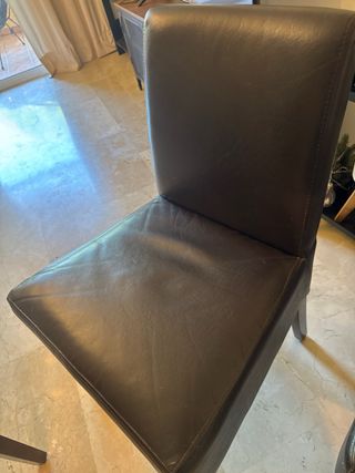 6 Sedie da Pranzo in Pelle Marrone Scuro