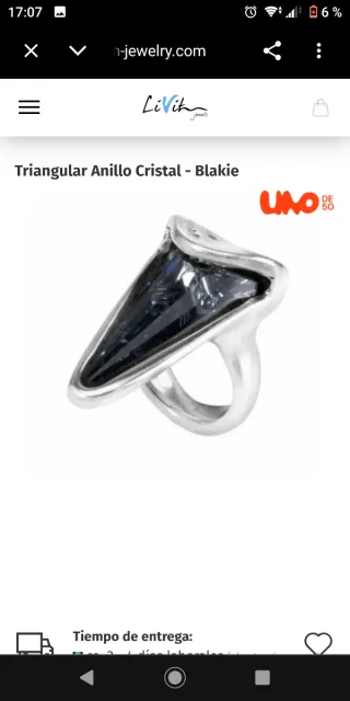 Anillo Plata Swarovski Uno de 50