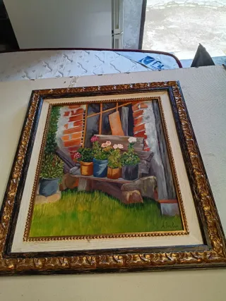 Cuadro Pintura Paisaje Flores