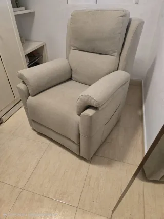 Sillón relax tela beige/gris