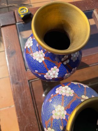 Jarrones Chinos Azules y Dorados