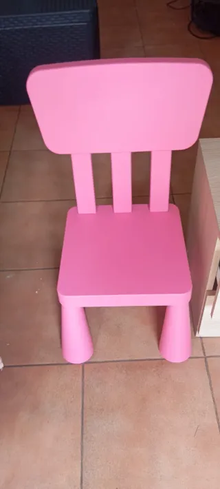 Lote de 2 Sillas Infantiles Rosas con oso y mesita