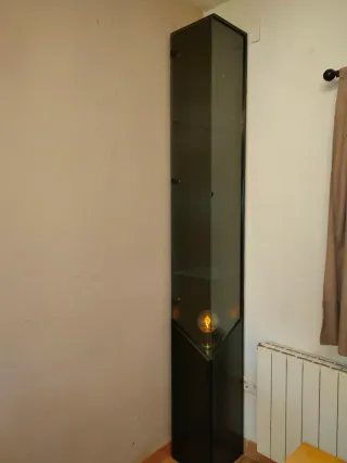 Vitrina Negra Esquina Cristal Madera