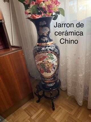 Jarrón de cerámica chino azul