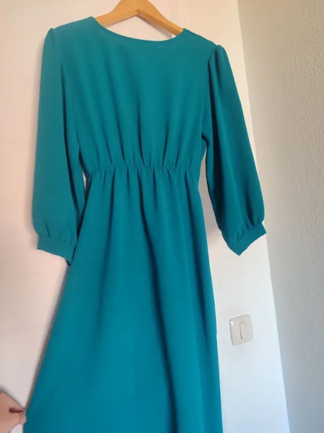 Vestido Midi Azul Petróleo