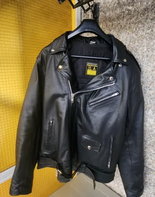 Chaqueta de Cuero Moto Estilo Retro Tallas L y XL