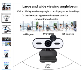 Webcam USB 2K Full HD - Luz Led, Micro, Trípode
