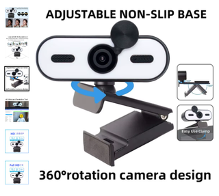 Webcam USB 2K Full HD - Luz Led, Micro, Trípode